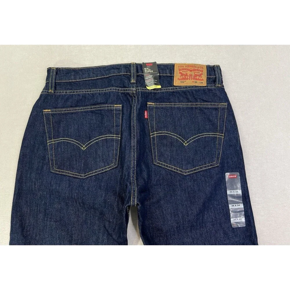 Levis 512 Slim Taper Flex Eco Stretch Denim Dark Blue Mens Size 36x34 New